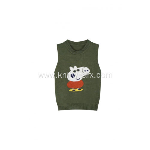 Boy's Knitted Peggy Jacquard Crew Neck Vest